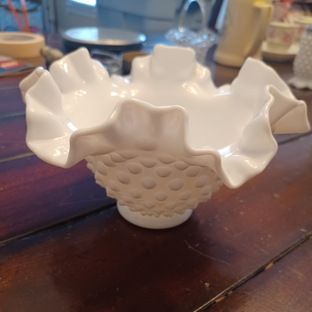 Fenton Hobnail Milk Glass Dish